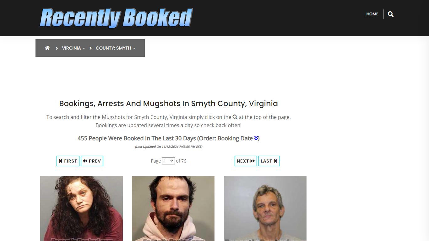 Bookings, Arrests and Mugshots in Smyth County, Virginia - Recently Booked