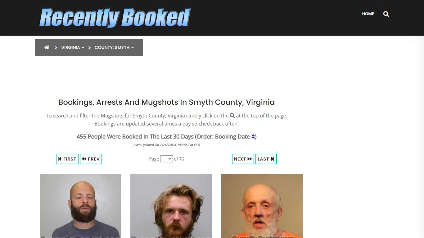 Bookings, Arrests and Mugshots in Smyth County, Virginia - Recently Booked