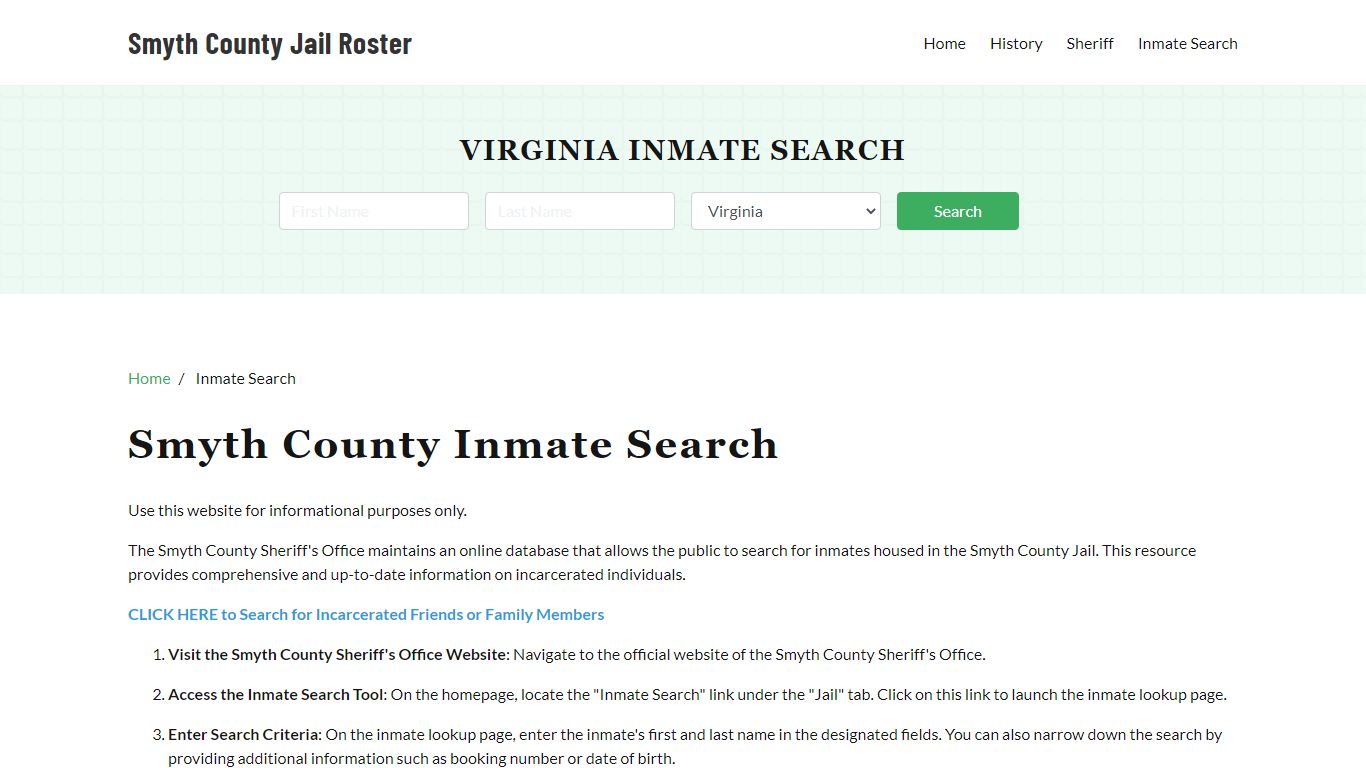 Smyth County, VA Detainee Lookup